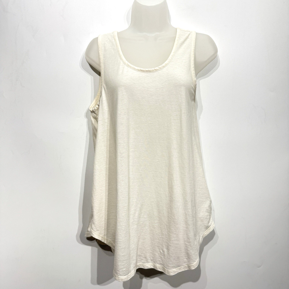 Toad & Co. Womens Organic Cotton Tie Back Tank Top Sz M Ivory Minimalist Neutral